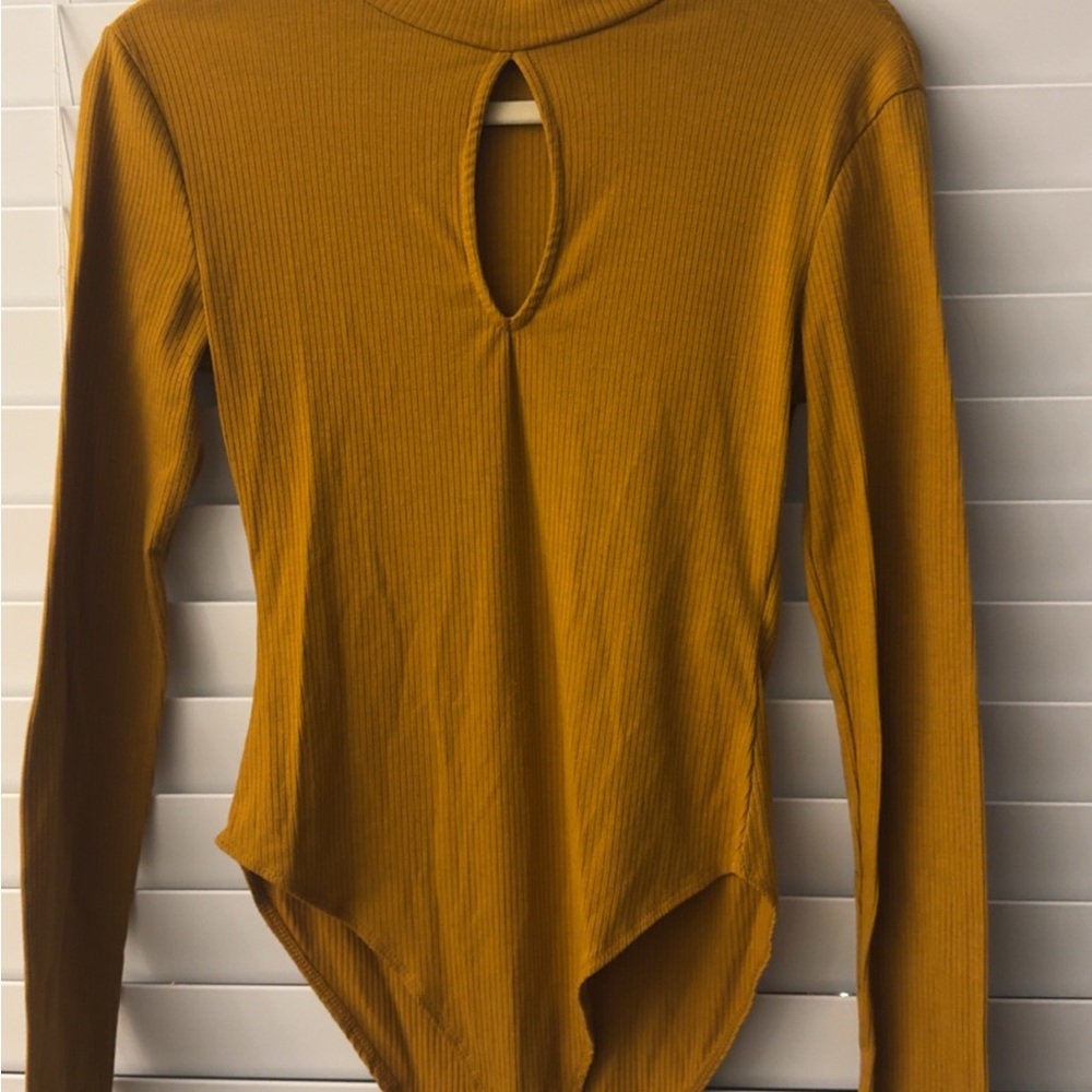 Forever 21 Mustard Keyhole Bodysuit